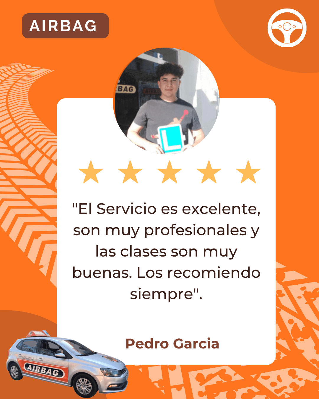 Reseña real de un alumno de Autoescuela Airbag en Google (1)