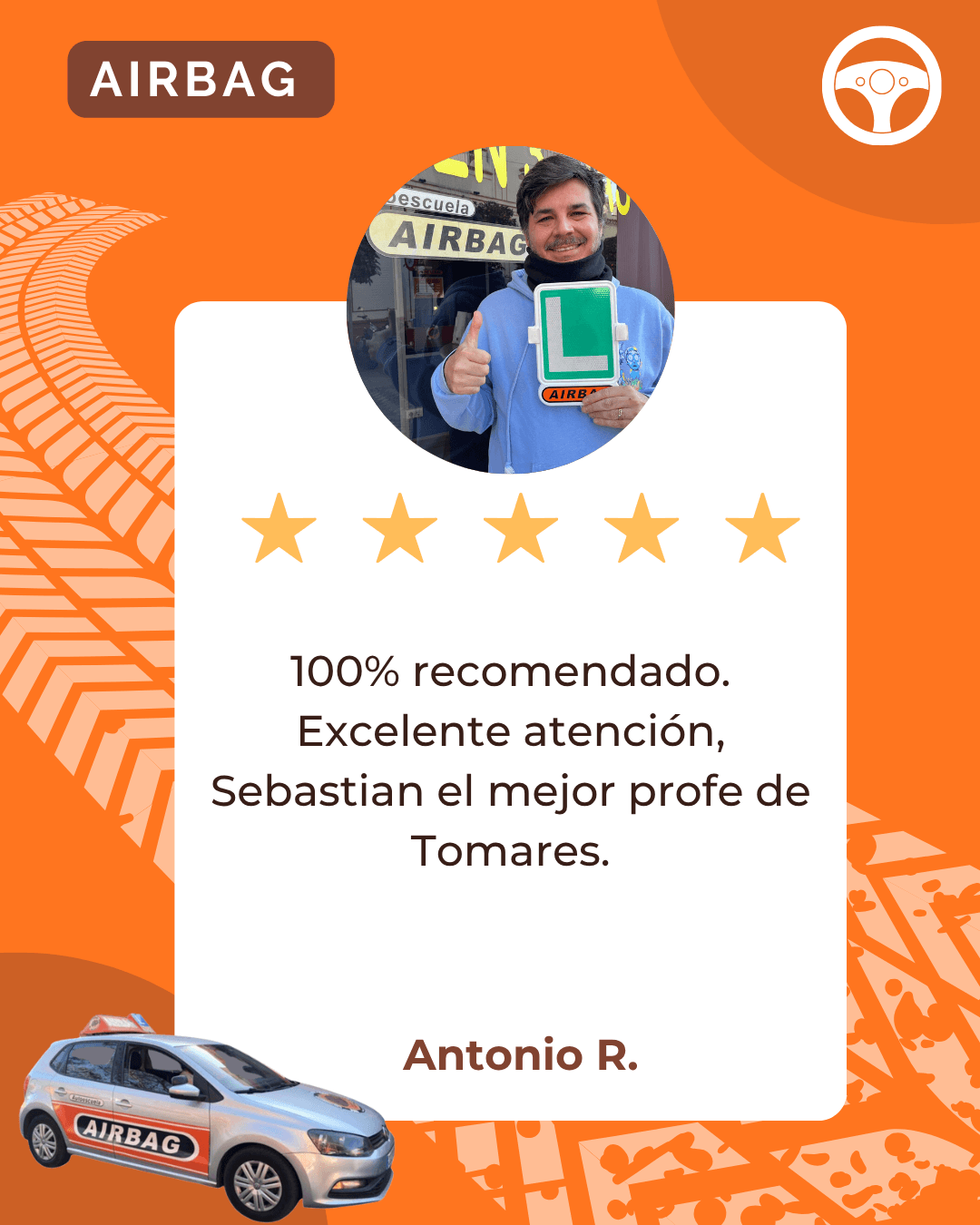 Reseña real de un alumno de Autoescuela Airbag en Google (5)